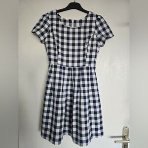 Classic Navy & White Gingham Fit-and-Flare Dress